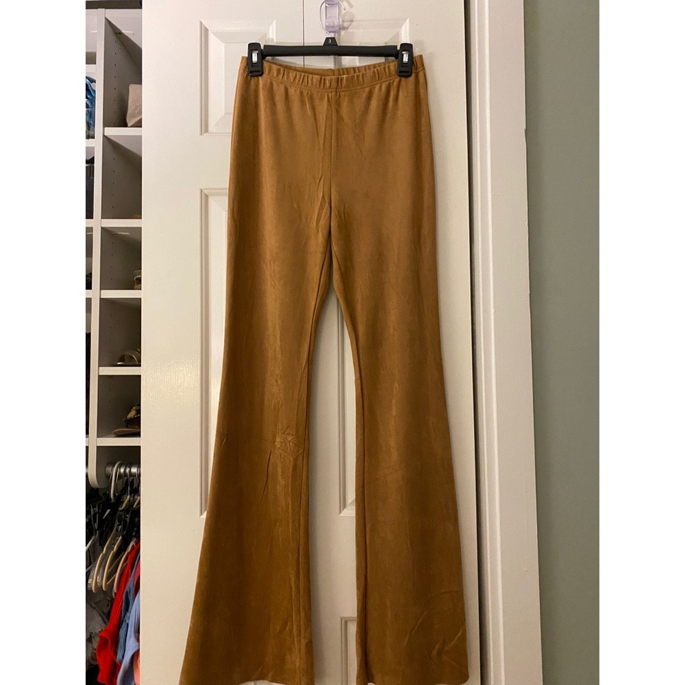 Suede flare pants